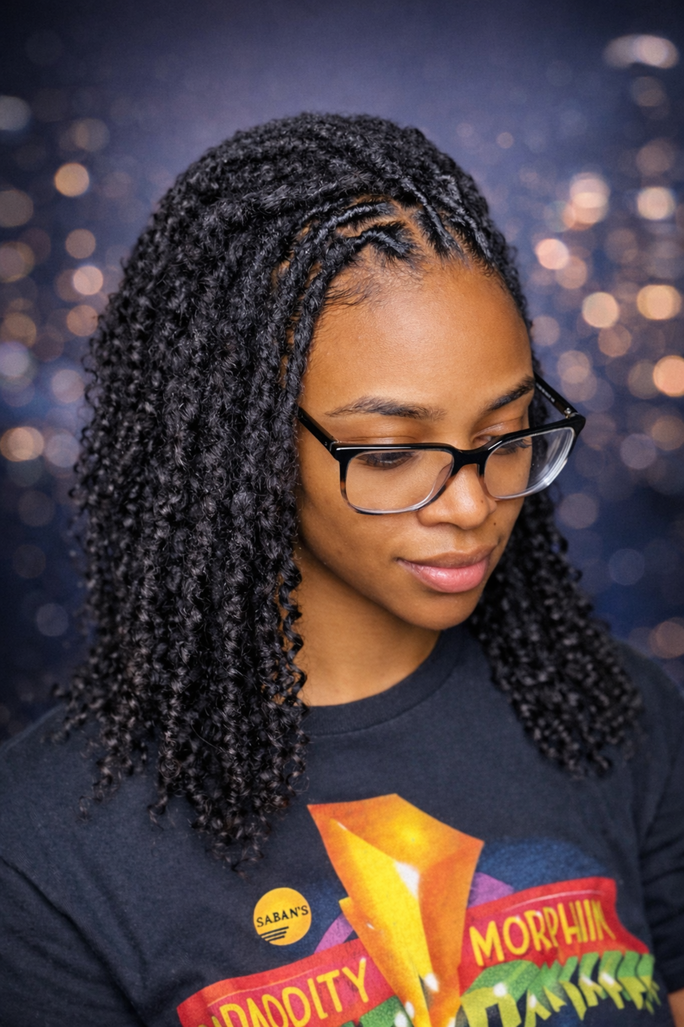 Natural loc style with glasses